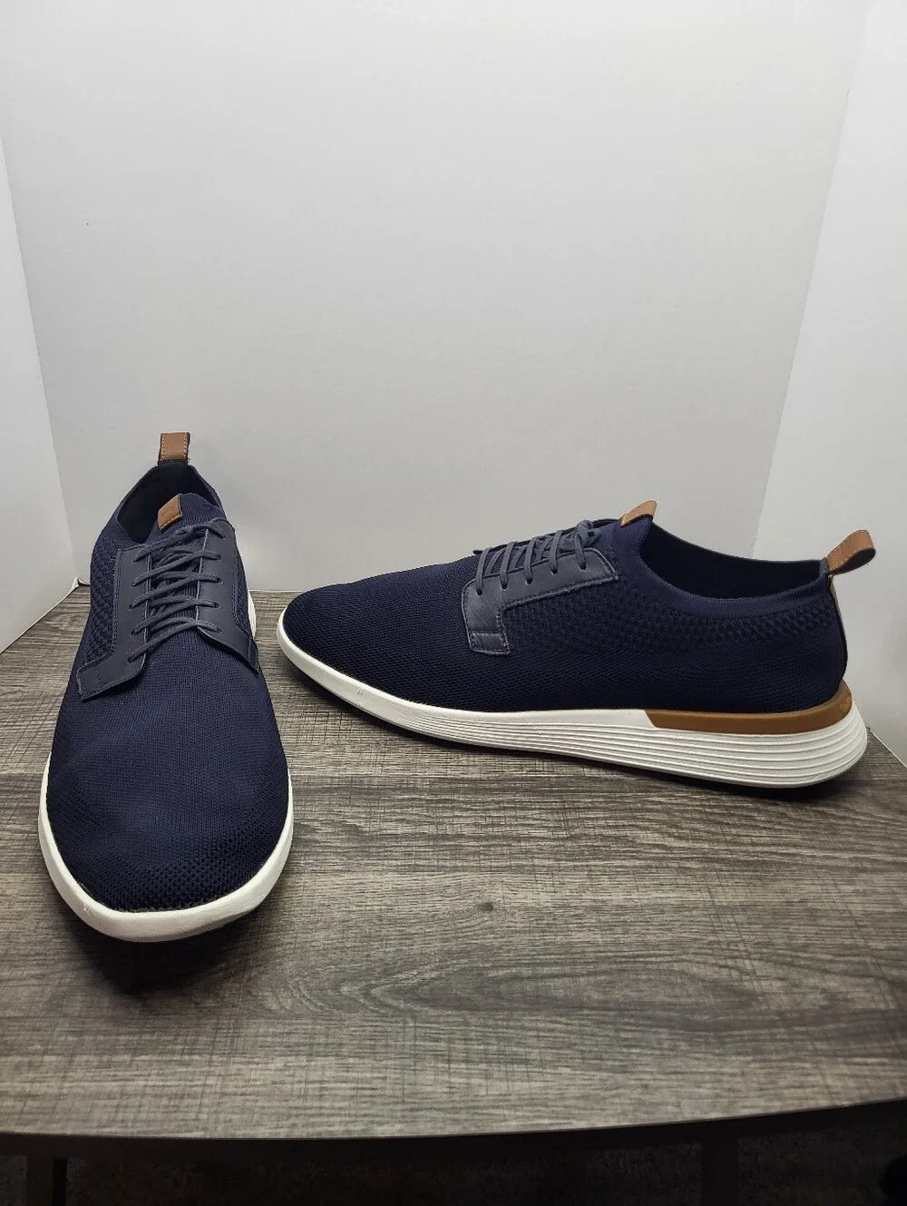 Wolf & Shepherd Swiftknit Derby Sneakers Blue Knit Lace Up Men 15 Casual Comfort
